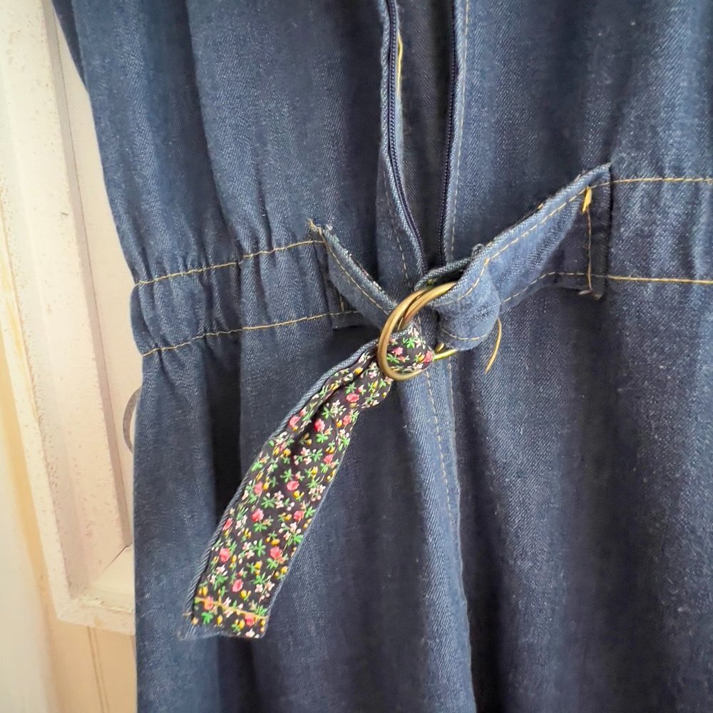 Vintage 70s Denim Midi Dress Union Label vintage size 13 - Picture 5 of 9